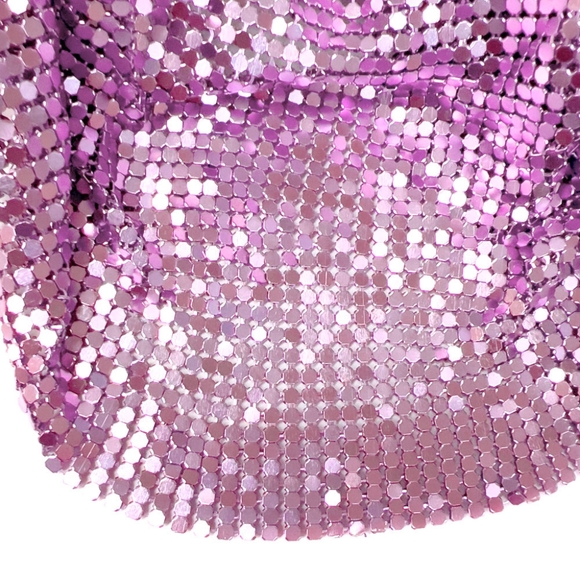 Pink Mesh Metal Backless Body Chain Crop Top Trendy Camisole Fashion Statement - Picture 3 of 3